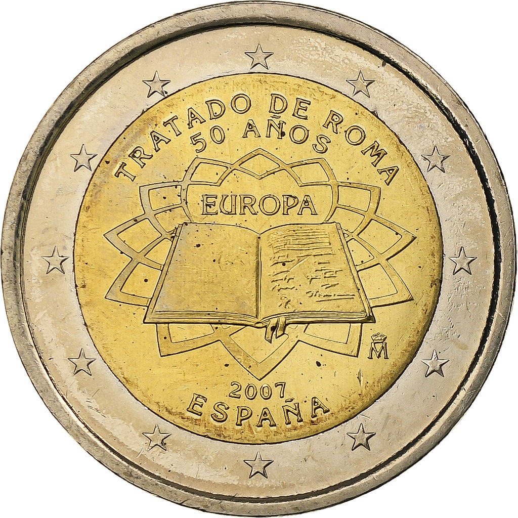 Spagna, Juan Carlos I, 2 Euro, Traité de Rome, 2007, Madrid, Bi-metallico, SPL