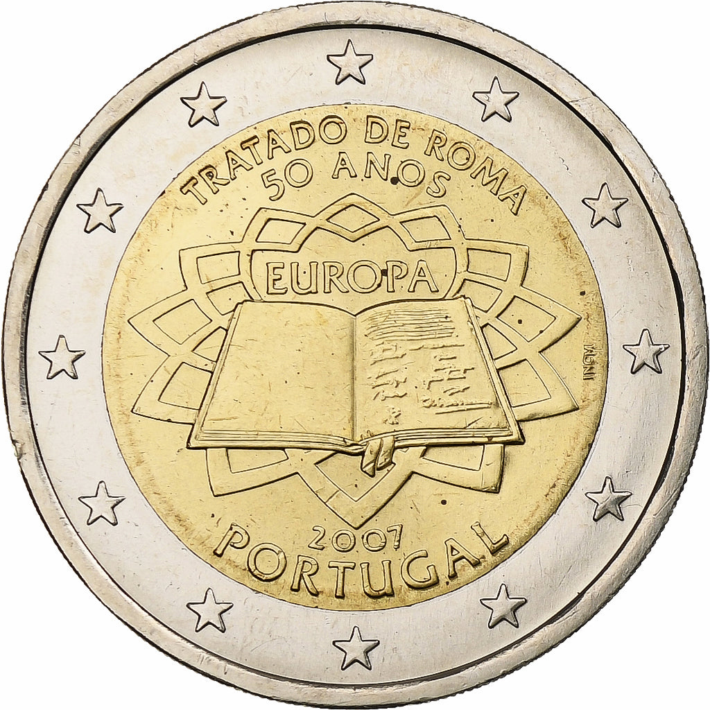 Portugal, 2 Euro, Traité de Rome, 2007, Lisbon, Bi-Metallic, MS(63), KM:771