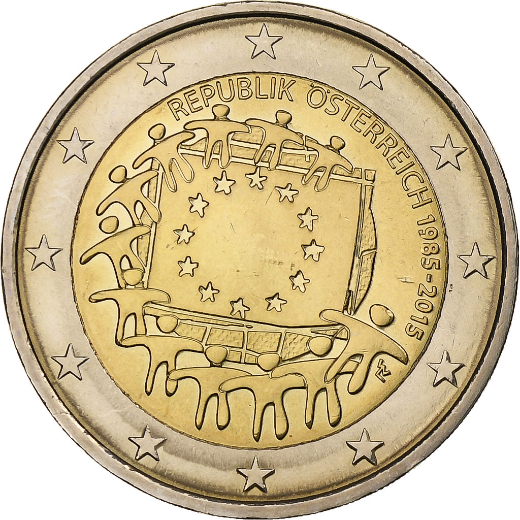 Autriche, 2 Euro, 30 ans du drapeau de l'UE, 2015, Vienne, Bimétallique, SPL