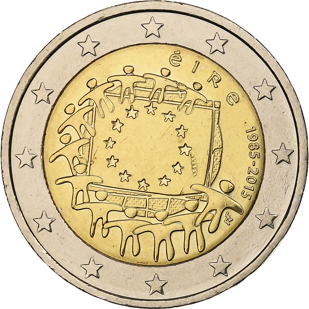 Ireland, 2 Euro, 30 ans du drapeau de l'UE, 2015, Bi-Metallic, UNZ