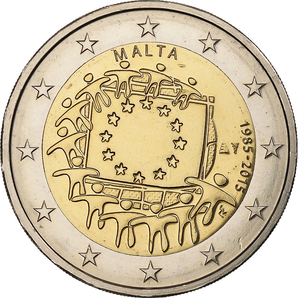 Malta, 2 Euro, 30 ans du drapeau de l'UE, 2015, Utrecht, Bi-Metallic, MS(63)