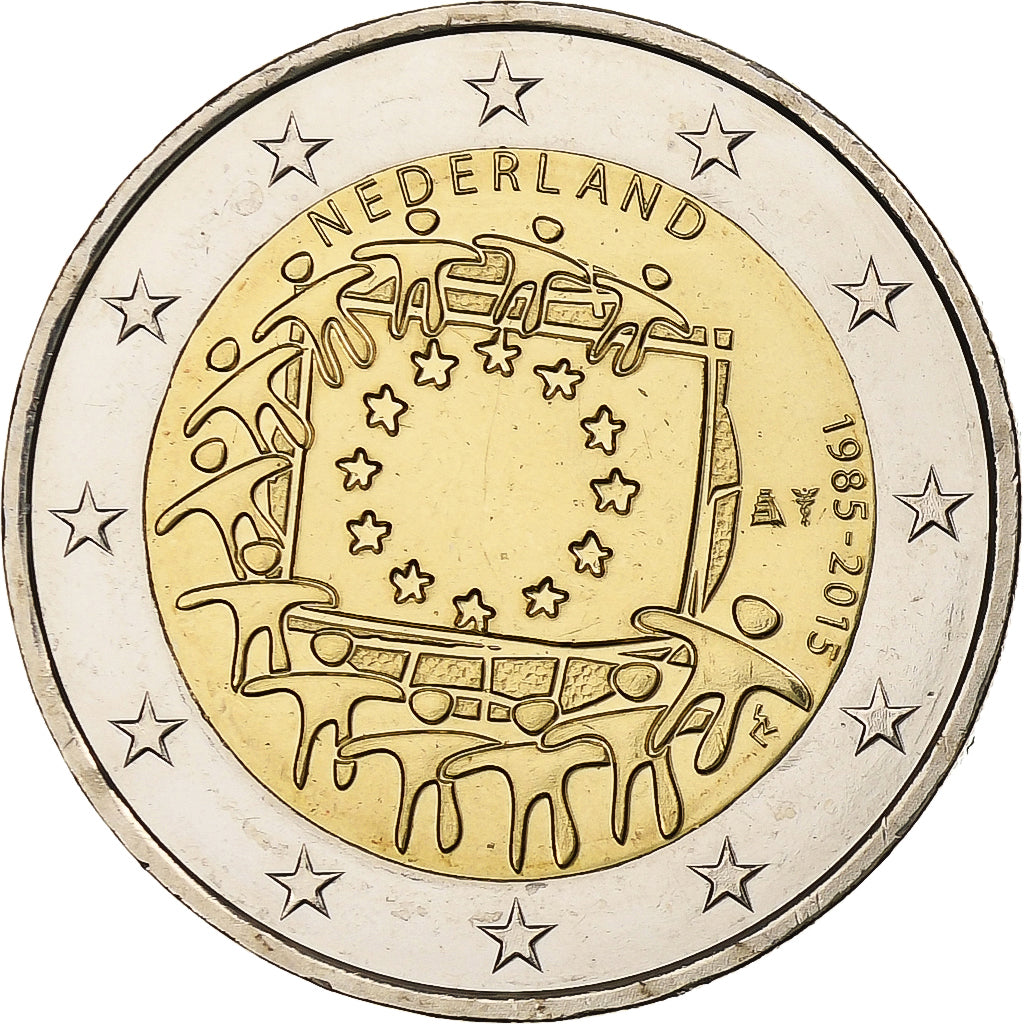 Netherlands, 2 Euro, 30 ans du drapeau de l'UE, 2015, Utrecht, Bi-Metallic
