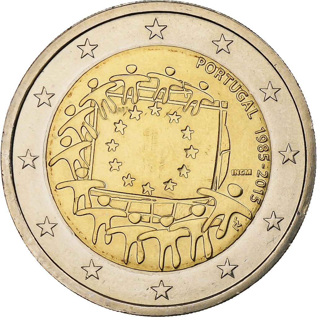 Portugal, 2 Euro, 30 ans du drapeau de l'UE, 2015, Lisbonne, Bimétallique, SPL