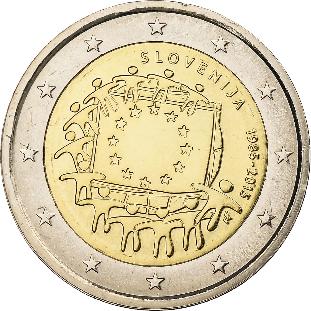 Eslovénia, 2 Euro, 30 ans du drapeau de l'UE, 2015, Rome, Bimetálico, MS(63)