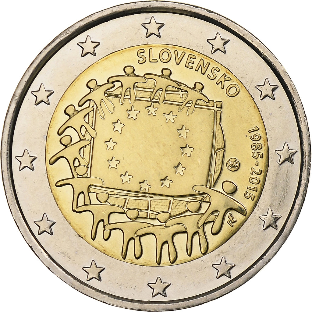 Słowacja, 2 Euro, 30 ans du drapeau de l'UE, 2015, Kremnica, Bimetaliczny