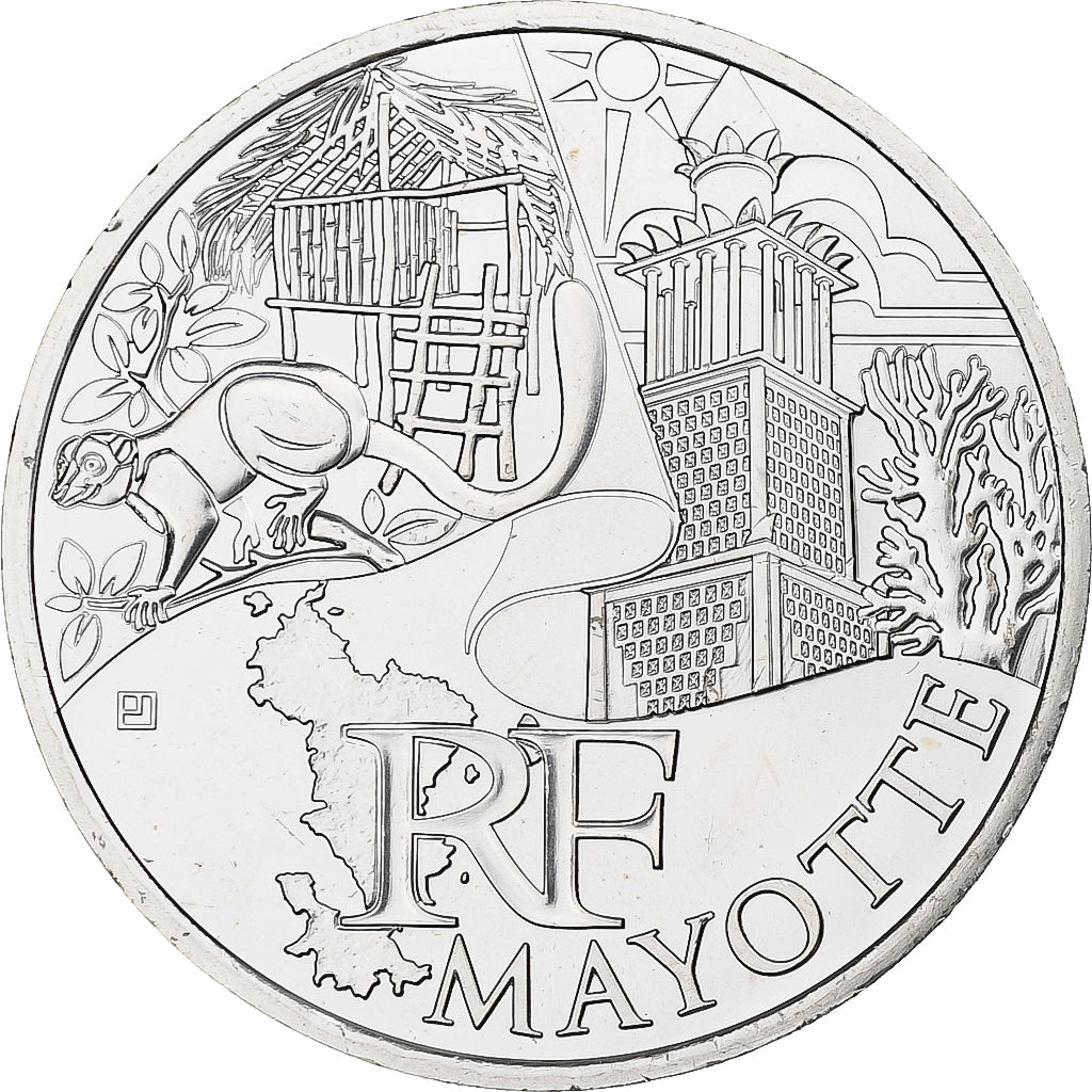 França, 10 Euro, Euros des régions, Mayotte, 2011, Pessac, Prata, MS(63)