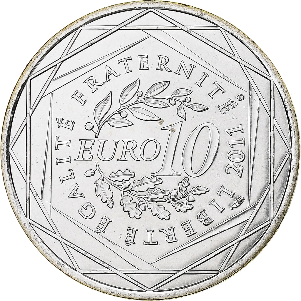 França, 10 Euro, Euros des régions, Réunion, 2011, Pessac, Prata, MS(63)