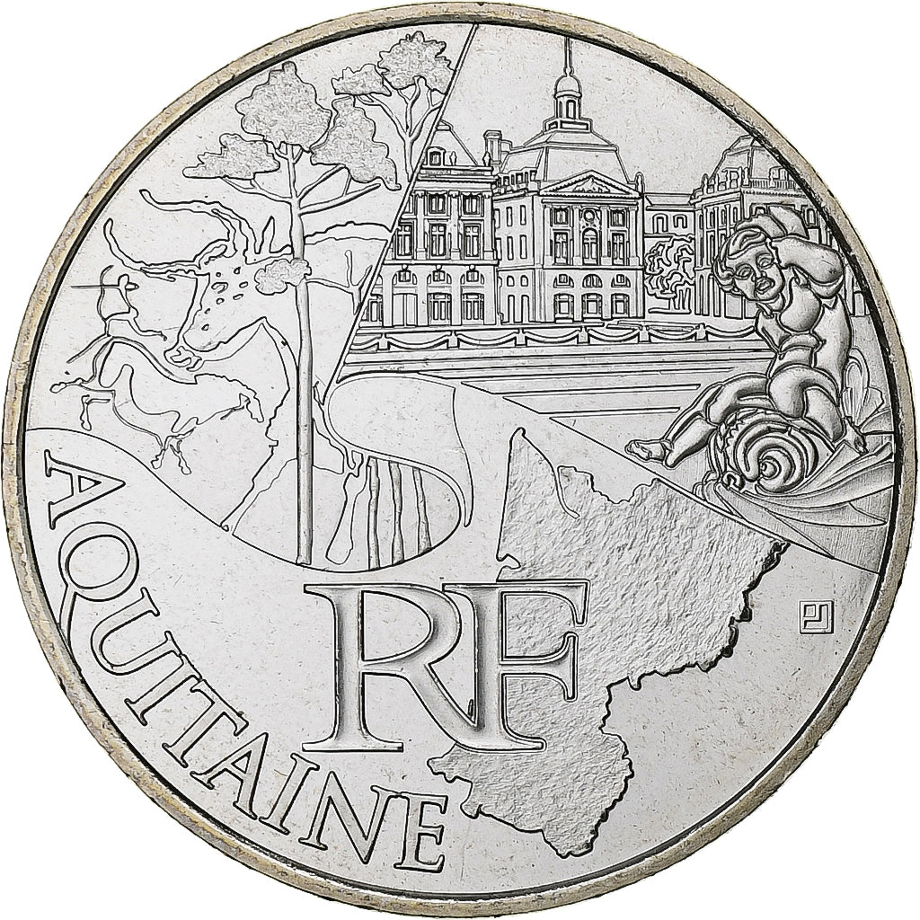 Frankrijk, 10 Euro, Euros des régions, Aquitaine, 2011, Pessac, Zilver, UNC-
