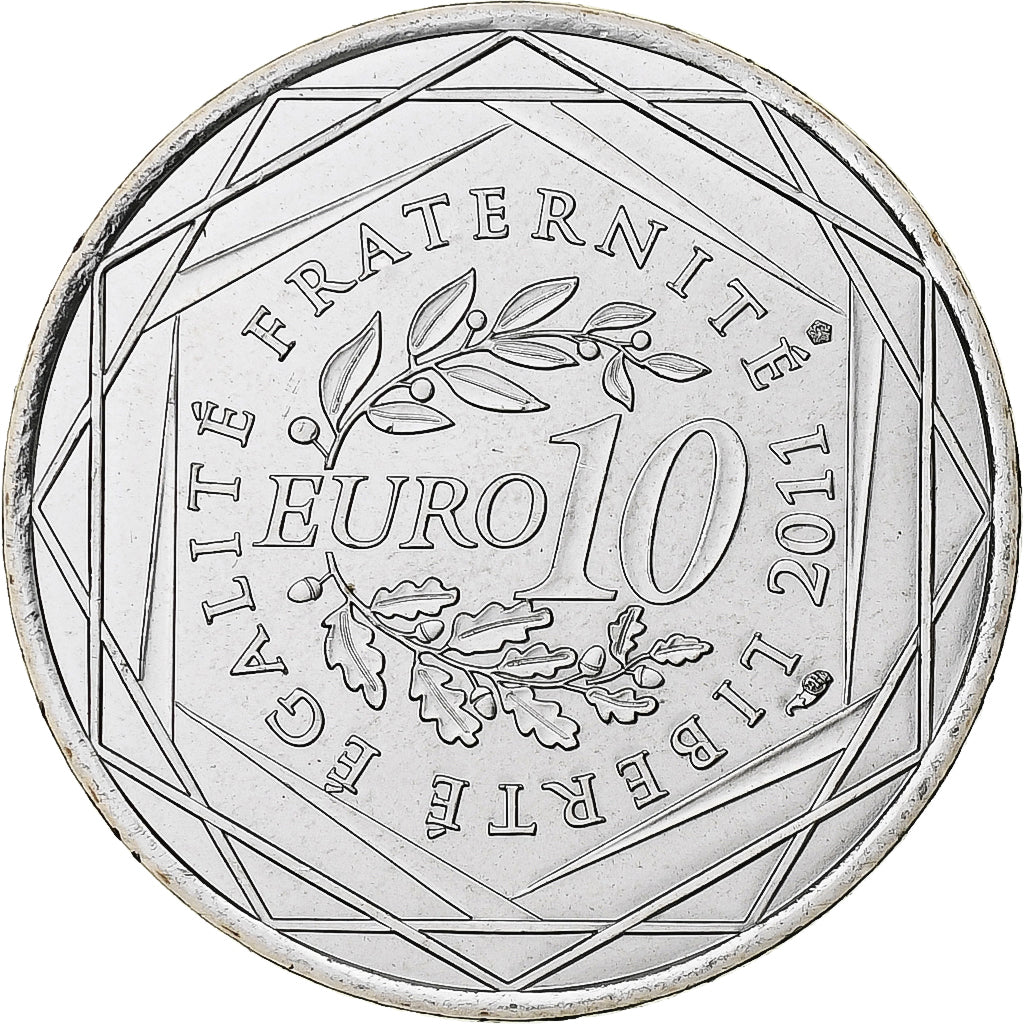 Frankrijk, 10 Euro, Euros des régions, Aquitaine, 2011, Pessac, Zilver, UNC-