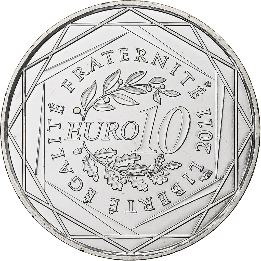 France, 10 Euro, Euros des régions, Auvergne, 2011, Pessac, Silver, MS(63)
