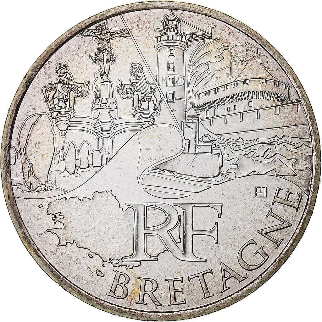 Frankrijk, 10 Euro, Euros des régions, Bretagne, 2011, Pessac, Zilver, UNC-