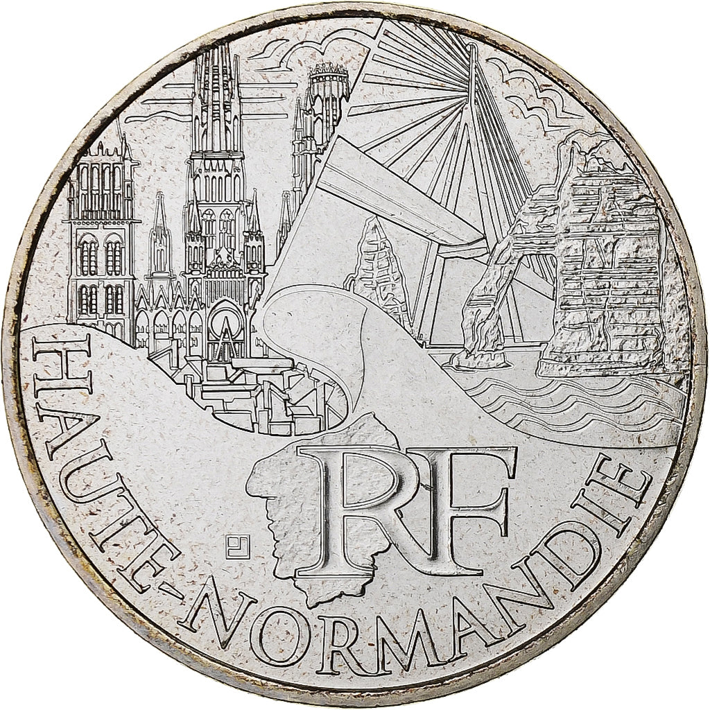 France, 10 Euro, Euros des régions, Haute-Normandie, 2011, Pessac, Argent, SPL