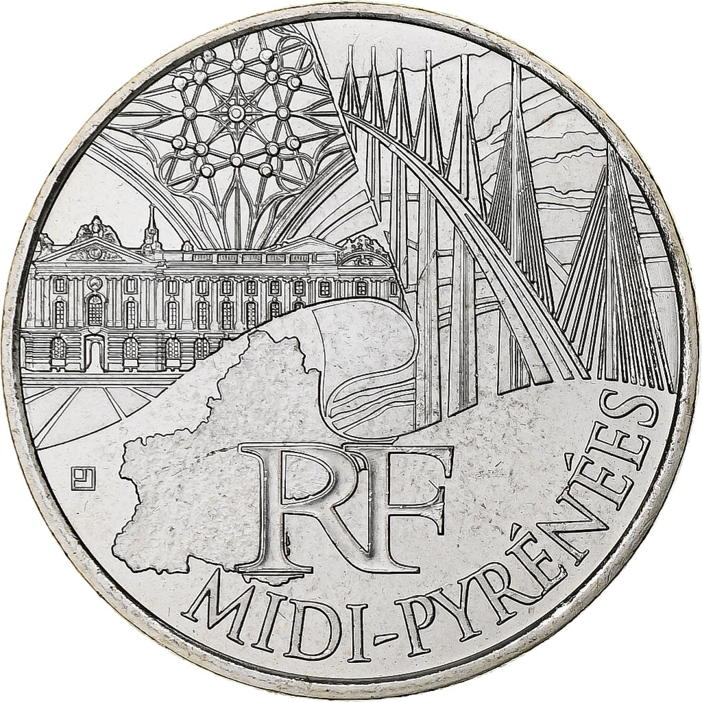 France, 10 Euro, Euros des régions, Midi-Pyrénées, 2011, Pessac, Silver