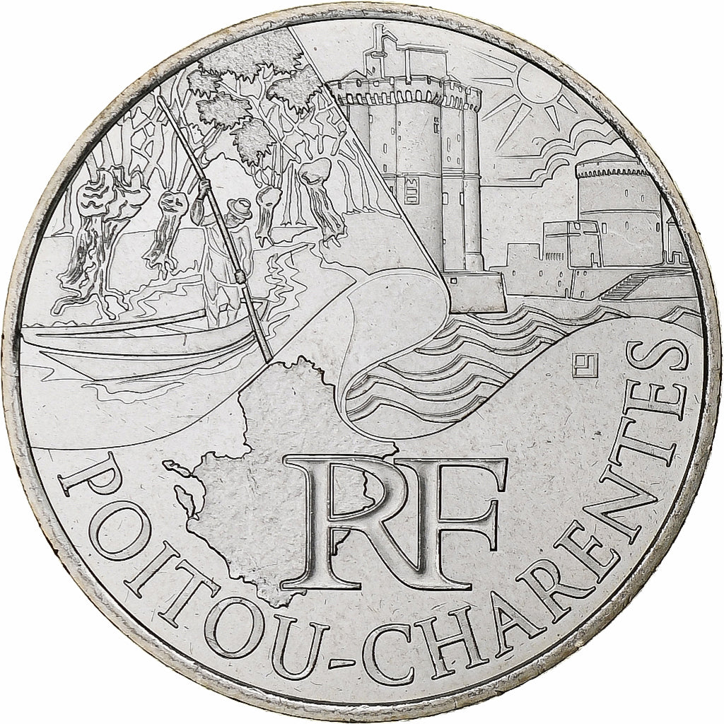 Francia, 10 Euro, Euros des régions, Poitou-Charente, 2011, Pessac, Plata, SC