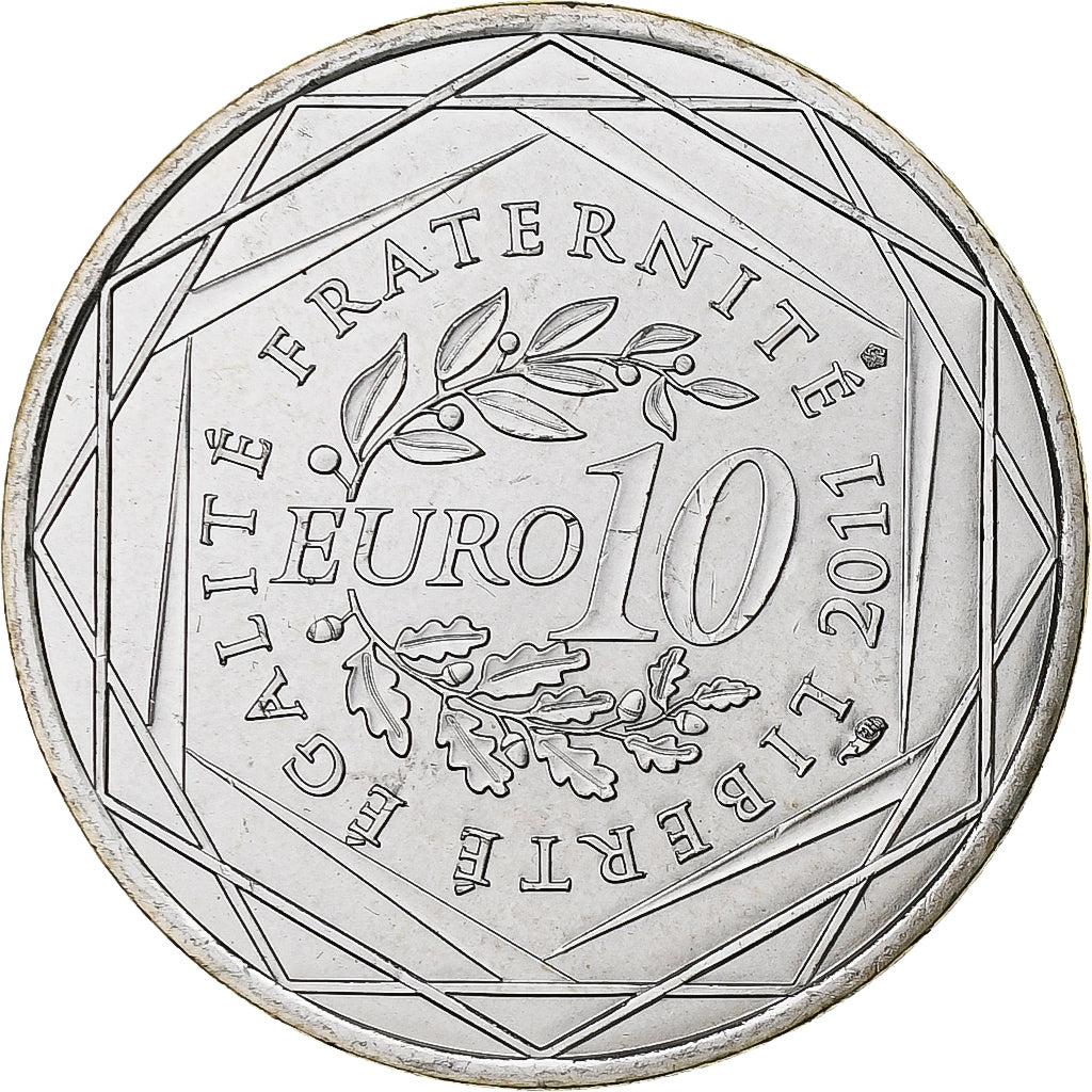 Francia, 10 Euro, Euros des régions, Poitou-Charente, 2011, Pessac, Plata, SC