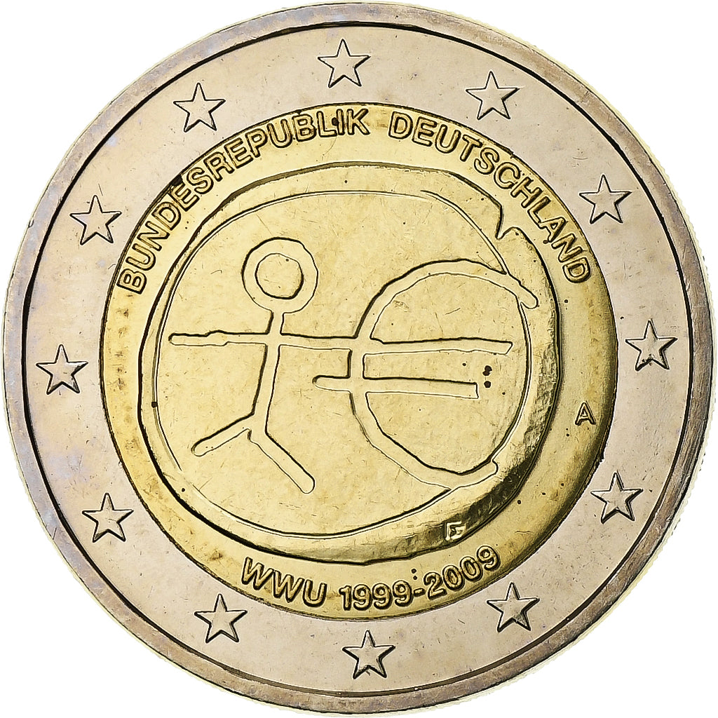 Germania, 2 Euro, Union économique et monétaire, 2009, Berlin, Bi-metallico