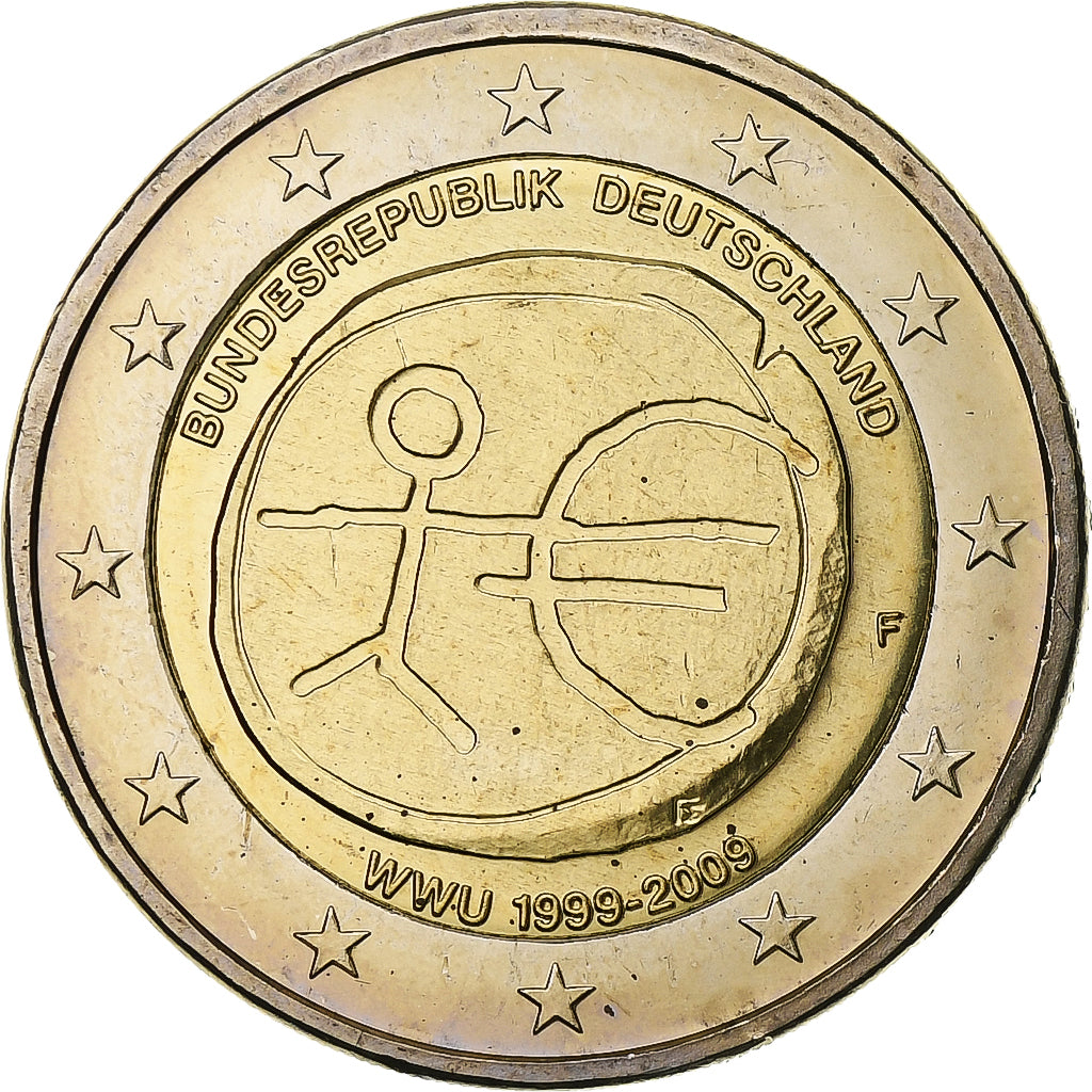 Niemcy, 2 Euro, Union économique et monétaire, 2009, Stuttgart, Bimetaliczny
