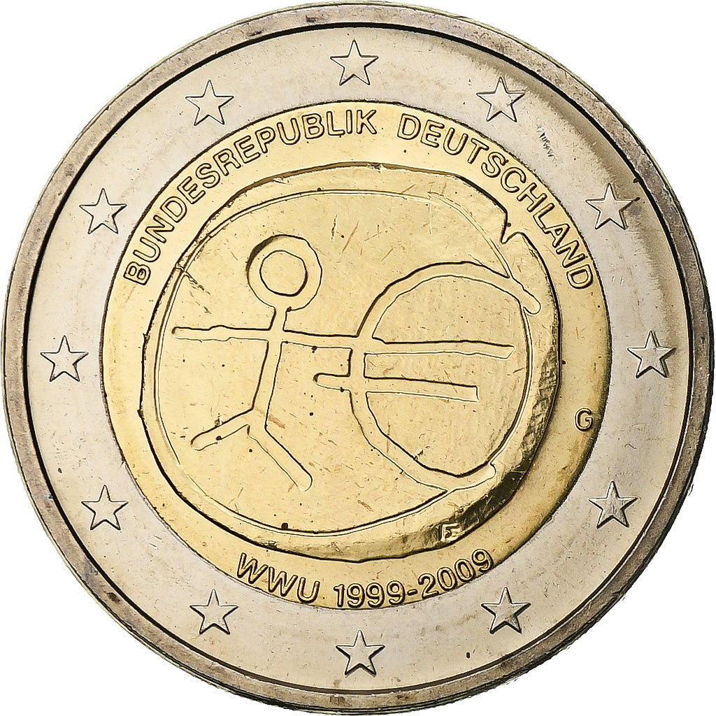 Niemcy, 2 Euro, Union économique et monétaire, 2009, Karlsruhe, Bimetaliczny