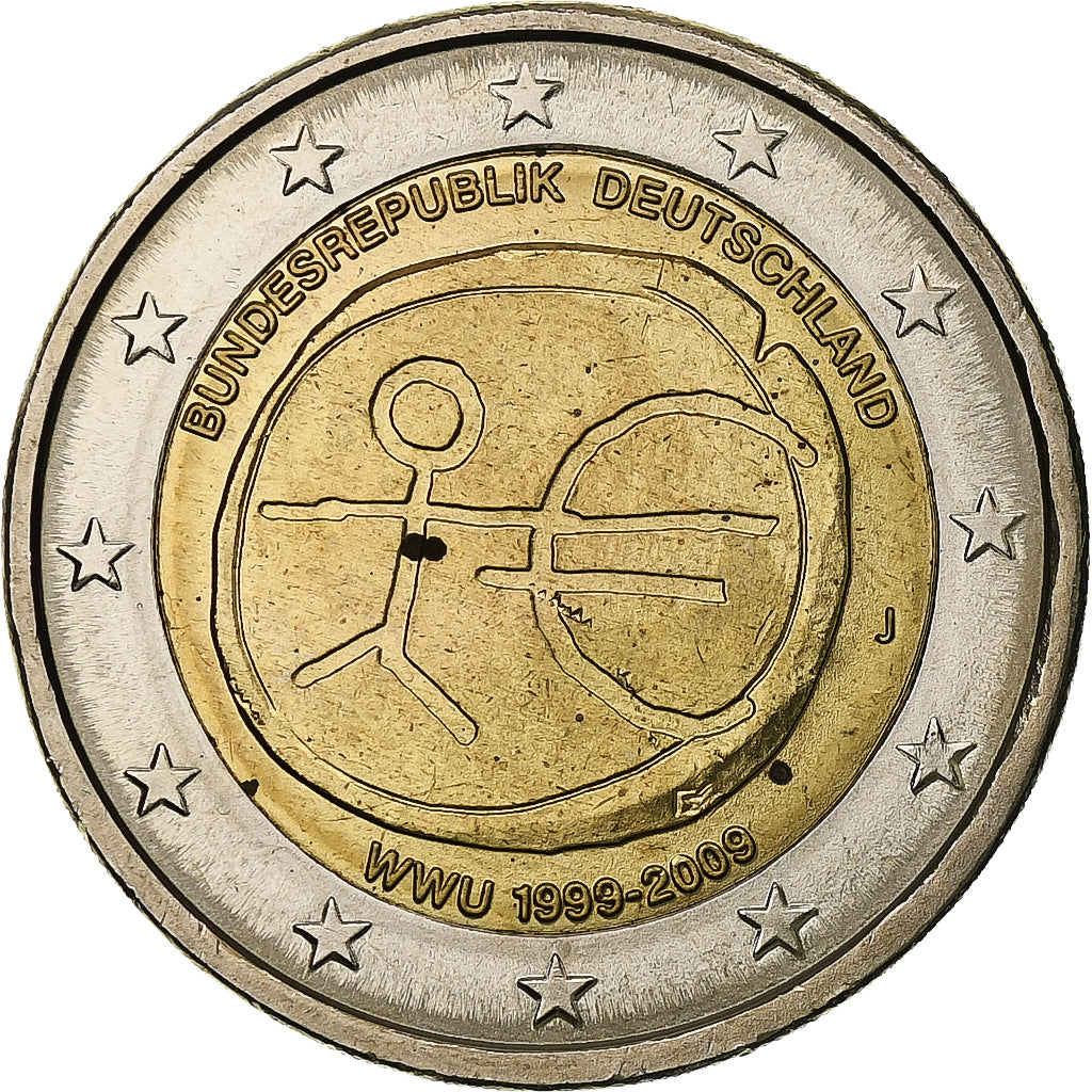 Niemcy, 2 Euro, Union économique et monétaire, 2009, Hamburg, Bimetaliczny
