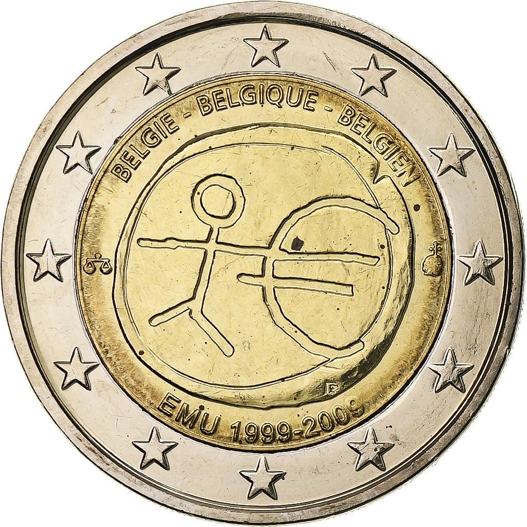 Belgium, Albert II, 2 Euro, Union économique et monétaire, 2009, Brussels