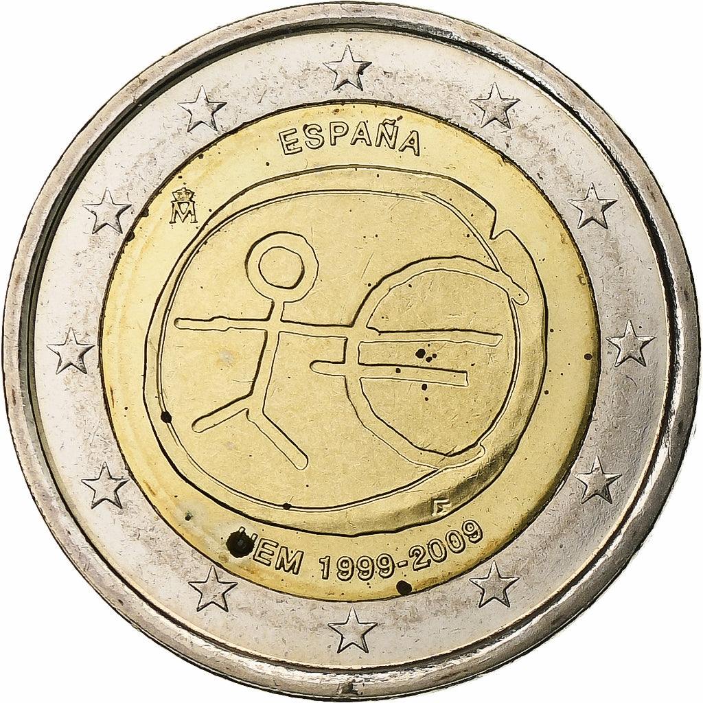 Spagna, Juan Carlos I, 2 Euro, Union économique et monétaire, 2009, Madrid