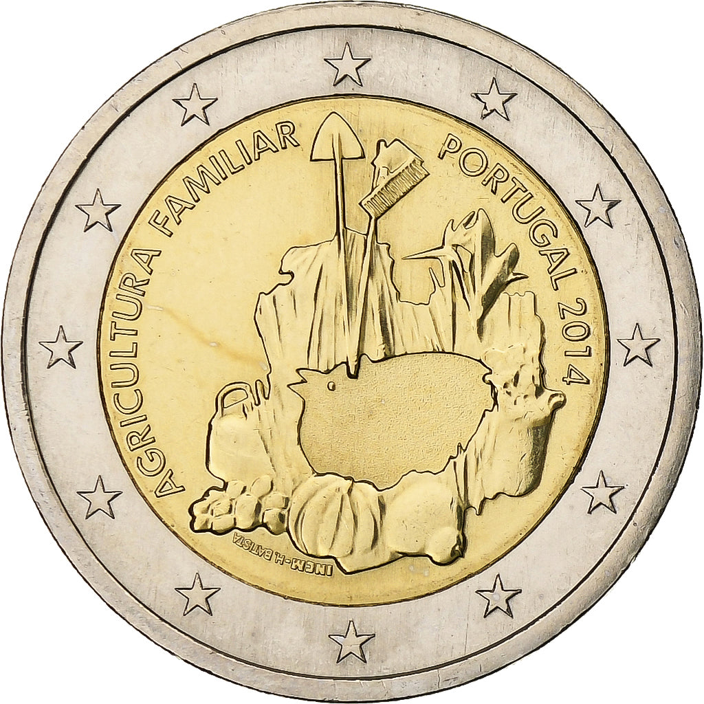 Portugal, 2 Euro, Family Farming, 2014, Lisbon, Bi-Metallic, MS(63)