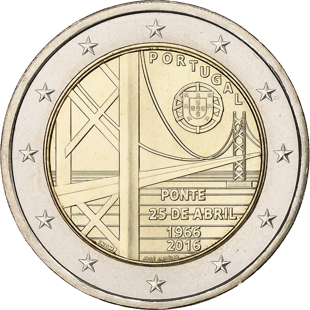 Portugal, 2 Euro, Pont du 25 Avril, 2016, Lisbon, Bimetaliczny, MS(63)