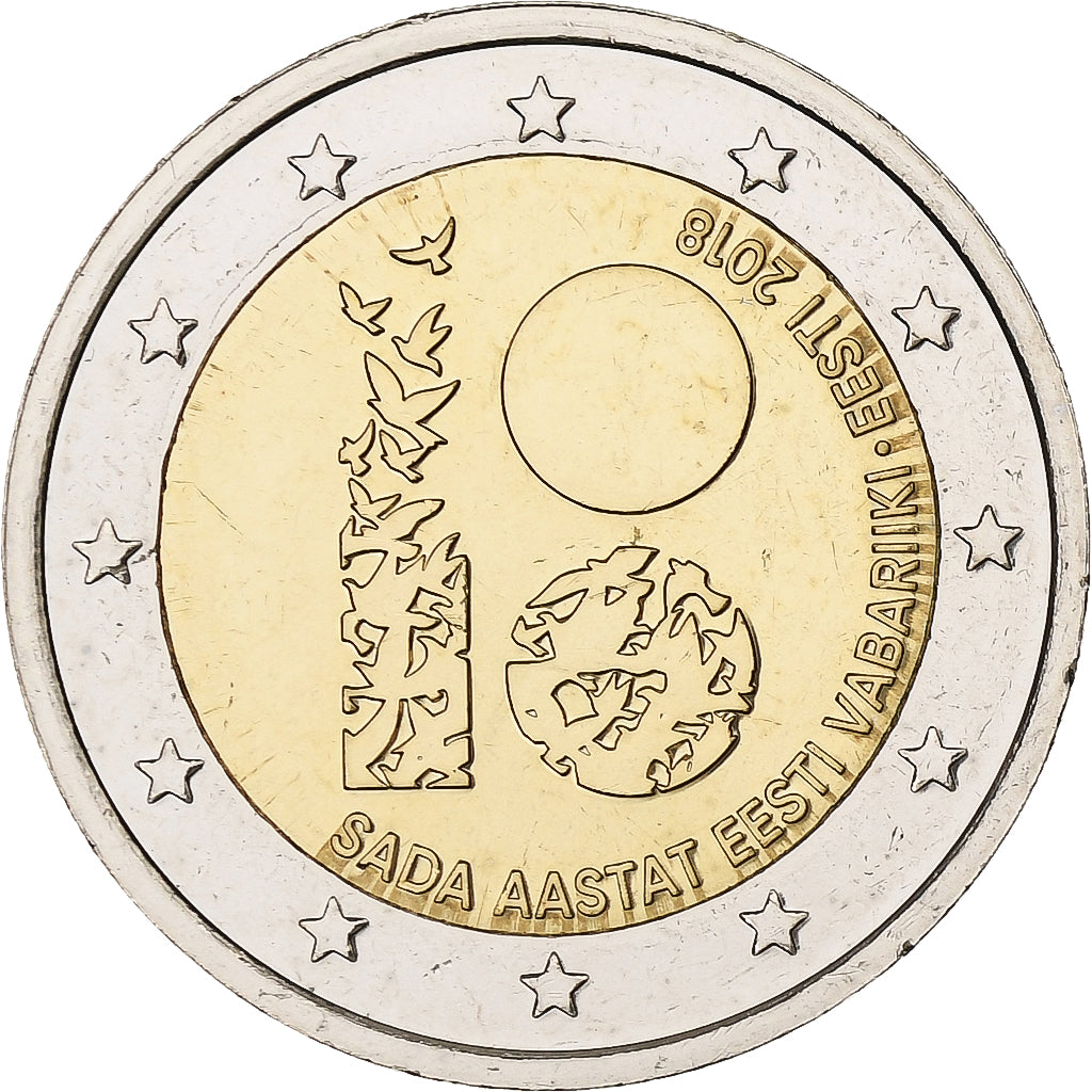 Estónia, 2 Euro, Independence of Estonia, 2018, Vantaa, Bimetálico, MS(63)