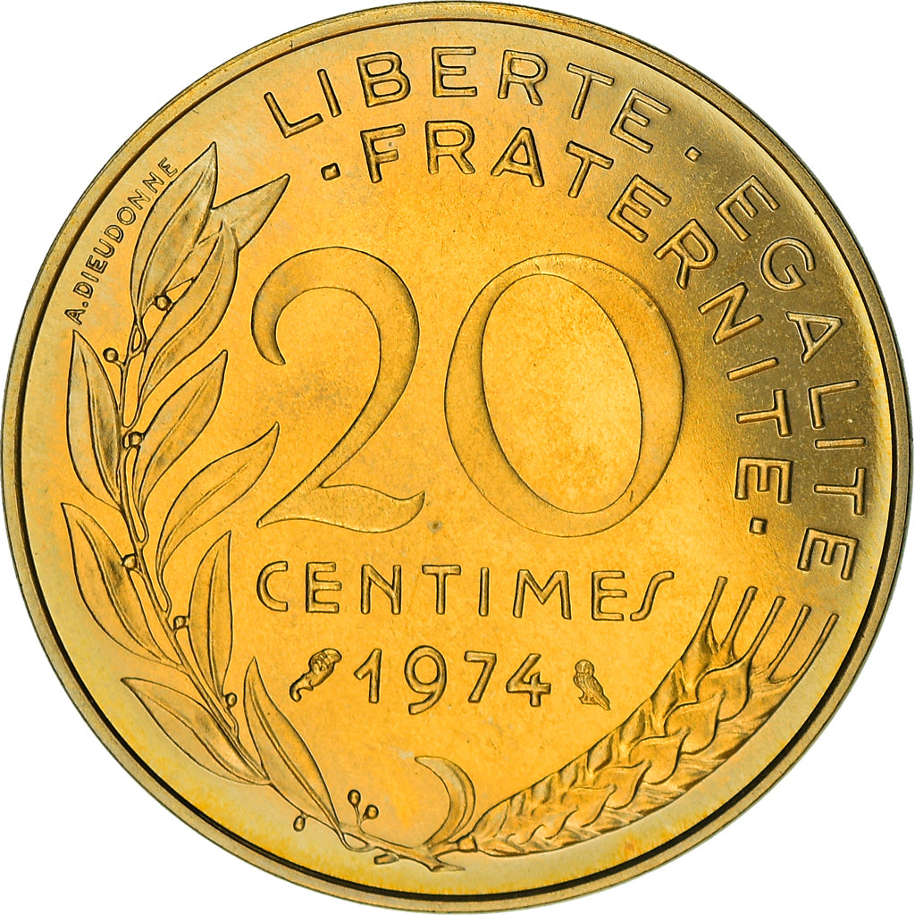 Münze, Frankreich, Marianne, 20 Centimes, 1974, Paris, STGL, Aluminum-Bronze