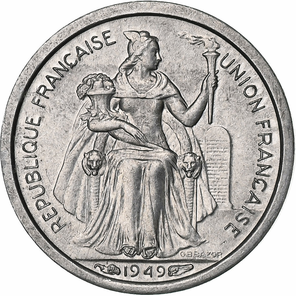 Nova Caledónia, 50 Centimes, 1949, Paris, Alumínio, MS(63), KM:1