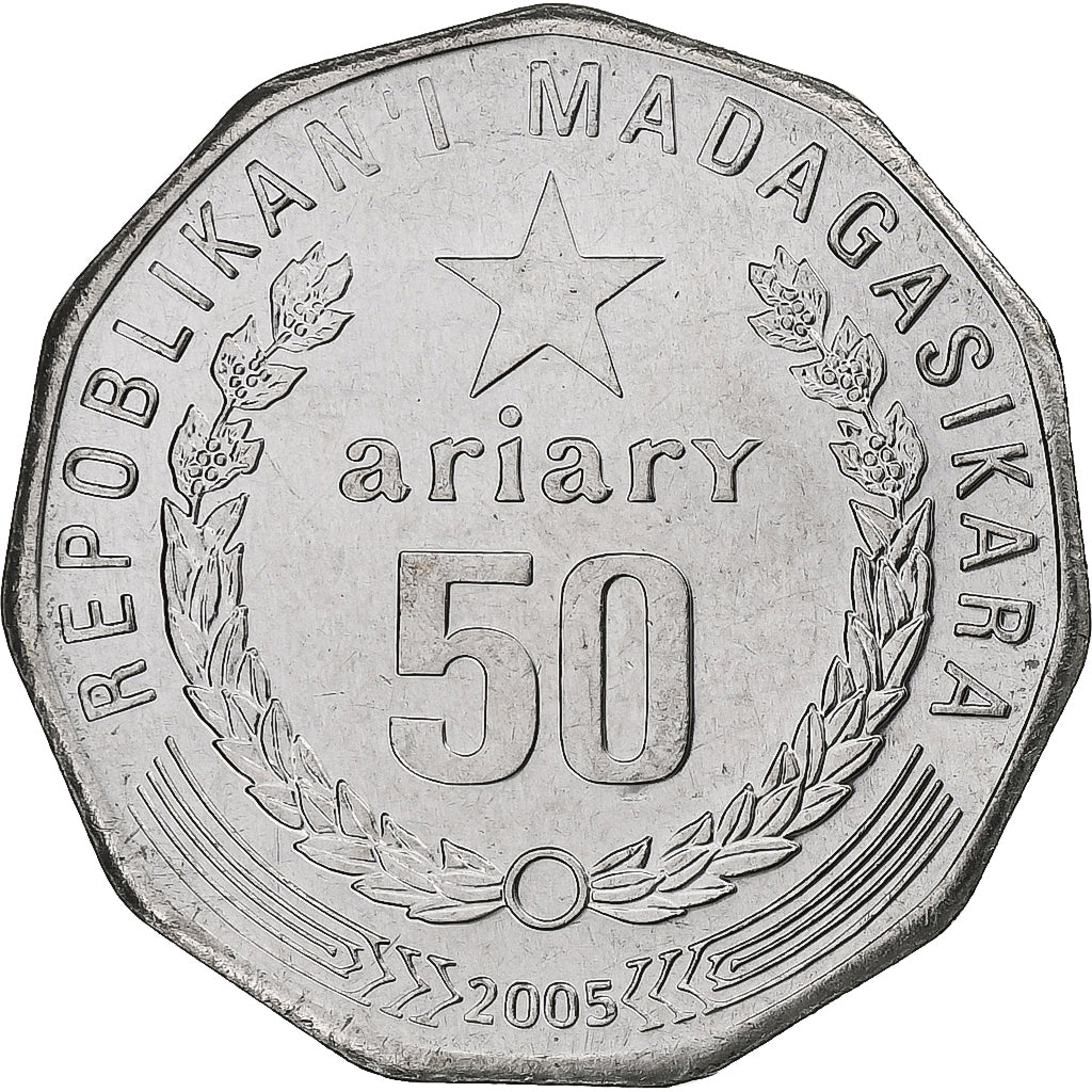 Madagascar, 50 Ariary, 2005, Royal Canadian Mint, Stainless Steel, MS(63)