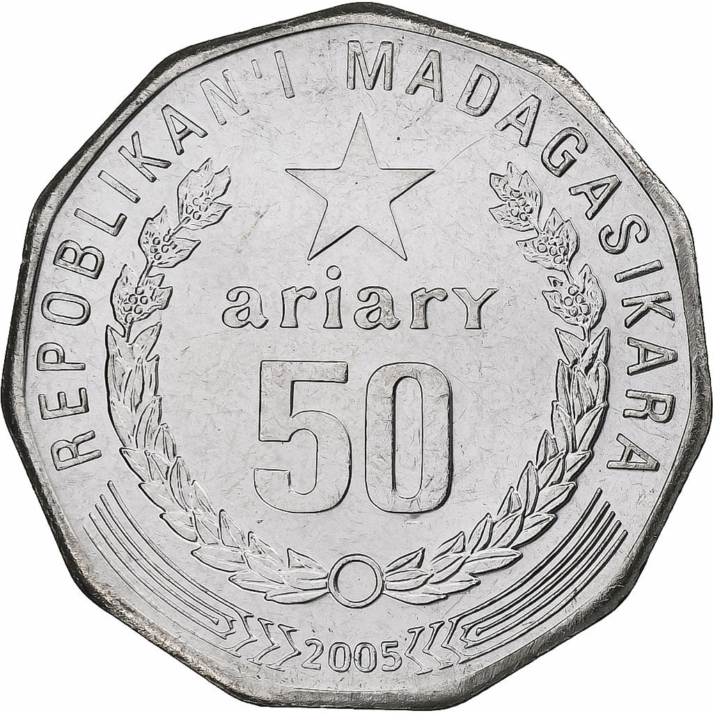Madagáscar, 50 Ariary, 2005, Royal Canadian Mint, Aço Inoxidável, MS(63)