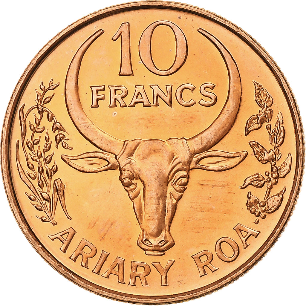 Madagascar, 10 Francs, 2 Ariary, 1996, Copper Plated Steel, MS(63), KM:22