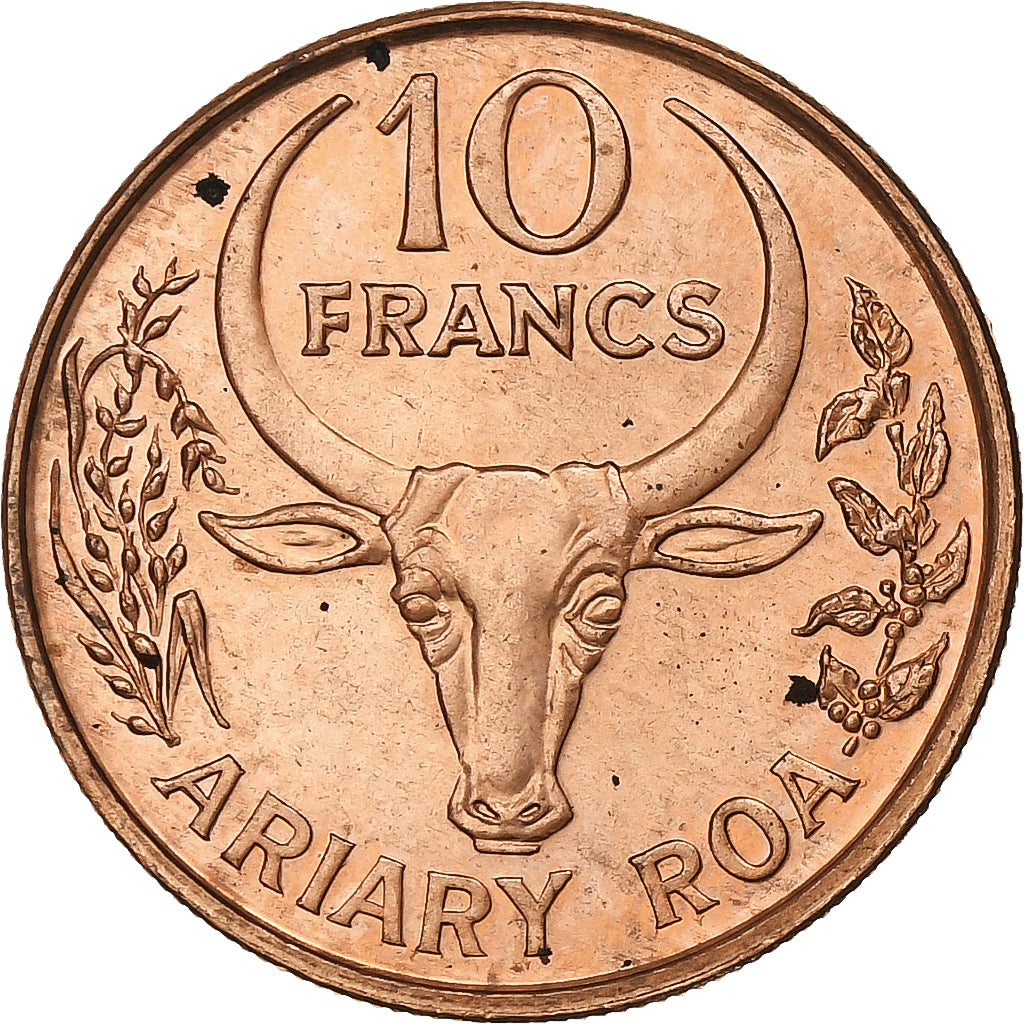 Madagascar, 10 Francs, 2 Ariary, 1996, Copper Plated Steel, VZ+, KM:22
