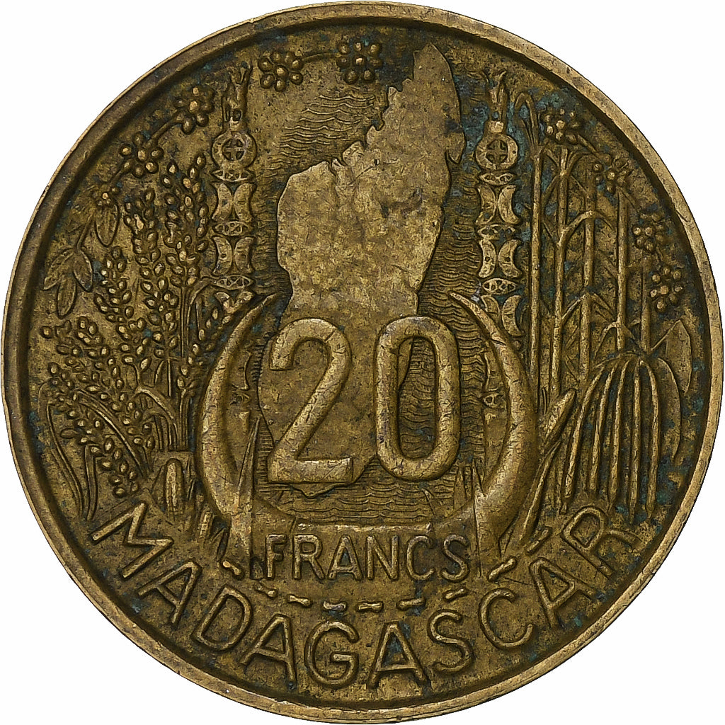Madagascar, 20 Francs, 1953, Paris, Aluminum-Bronze, S, KM:7