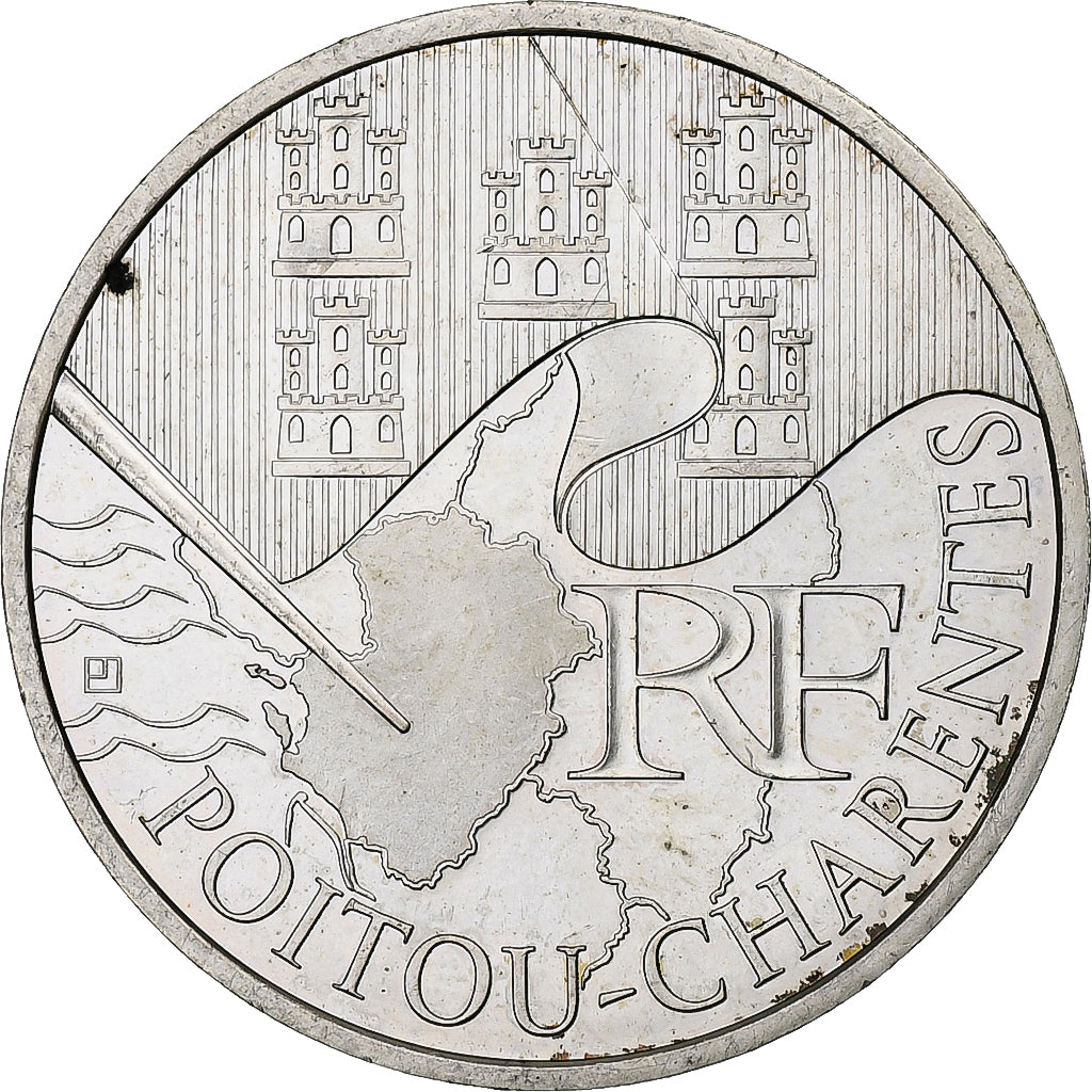 Frankrijk, 10 Euro, Euros des régions, Poitou-Charente, 2010, Pessac, Zilver