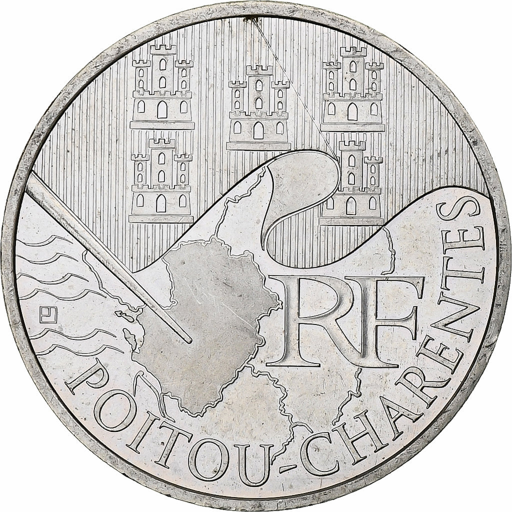 Frankrijk, 10 Euro, Euros des régions, Poitou-Charente, 2010, Pessac, Zilver