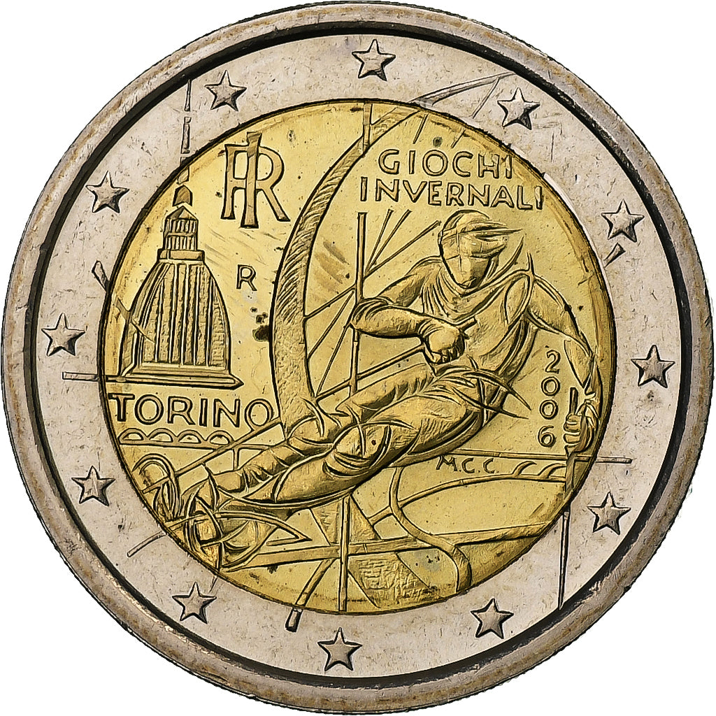 Włochy, 2 Euro, Turin Winter Olympic Games, 2006, Rome, Bimetaliczny, MS(63)