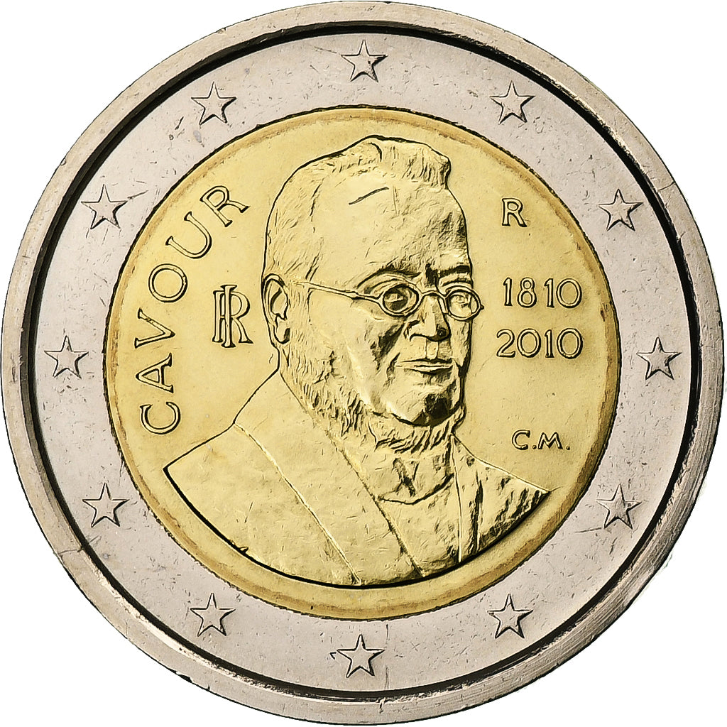 Italia, 2 Euro, Camillo Benso comte di Cavour, 2010, Rome, Bimetálico, SC