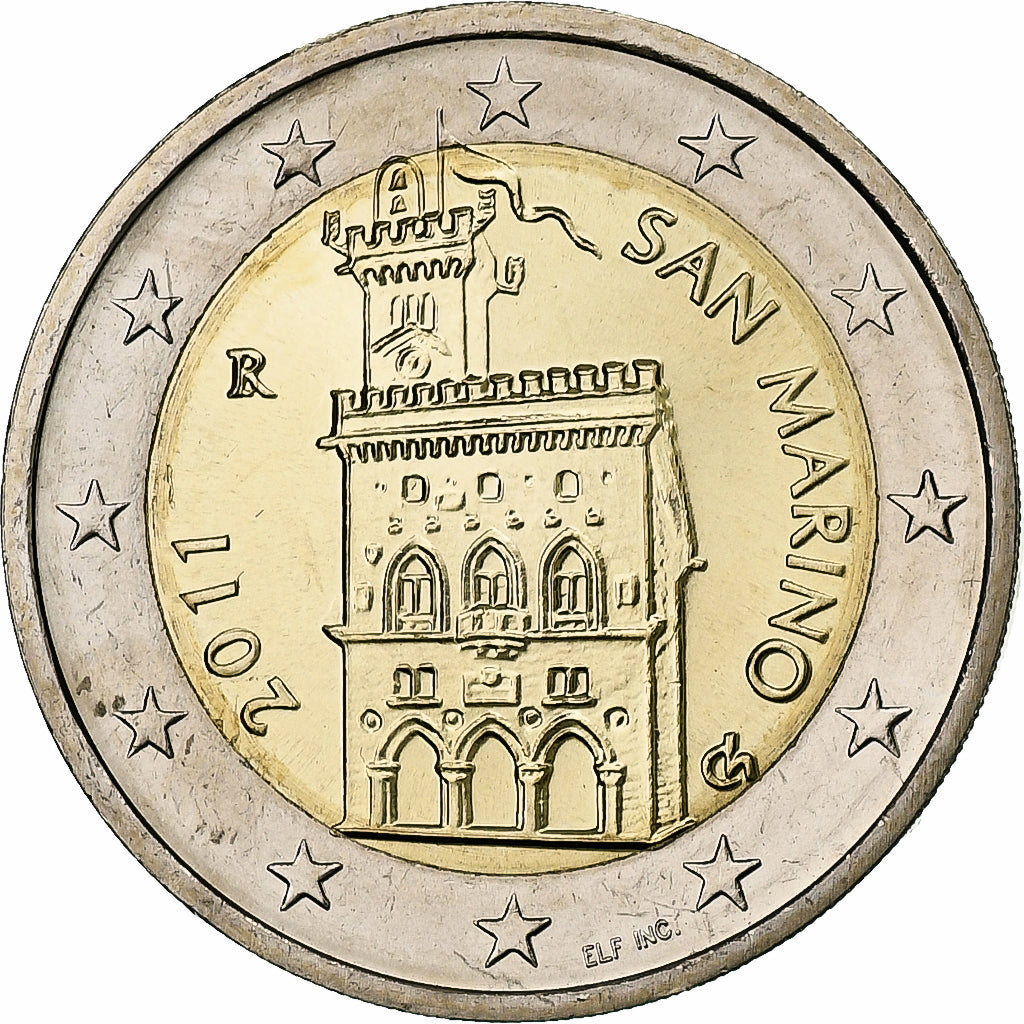 San Marino, 2 Euro, Palazzo Pubblico, 2011, Rome, Bi-Metallic, MS(63), KM:486
