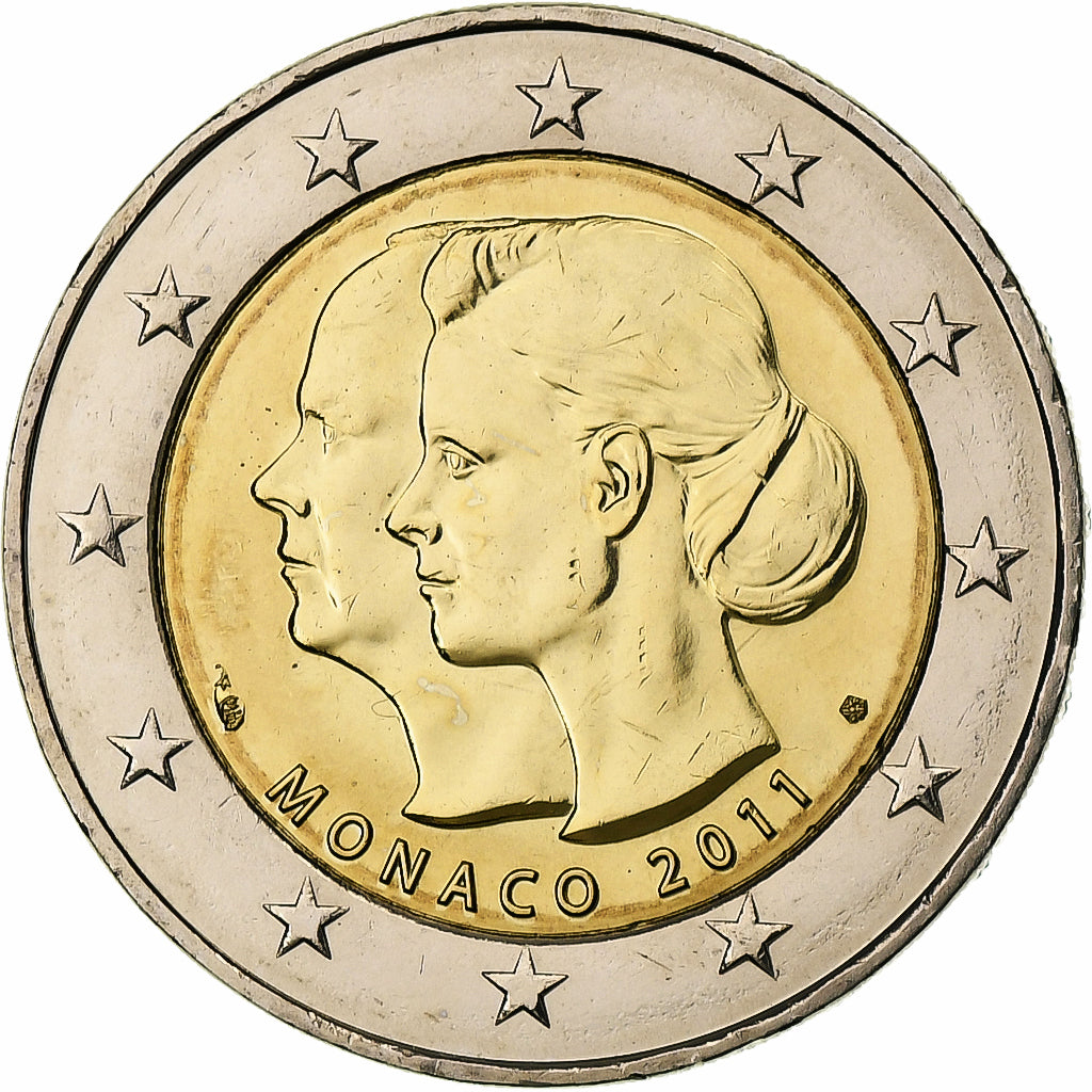 Monaco, 2 Euro, mariage princier, 2011, Pessac, Bi-Metallic, MS(63)