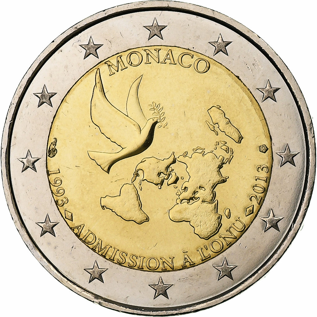 Monaco, 2 Euro, Admission à l'ONU, 1993, Pessac, Bi-Metallic, MS(63)