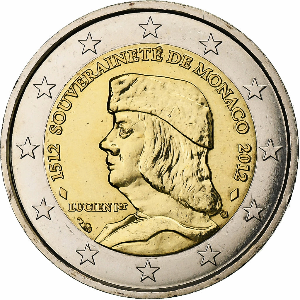 Monaco, 2 Euro, Lucien 1er (500 ans), 2012, Pessac, Bimétallique, SUP