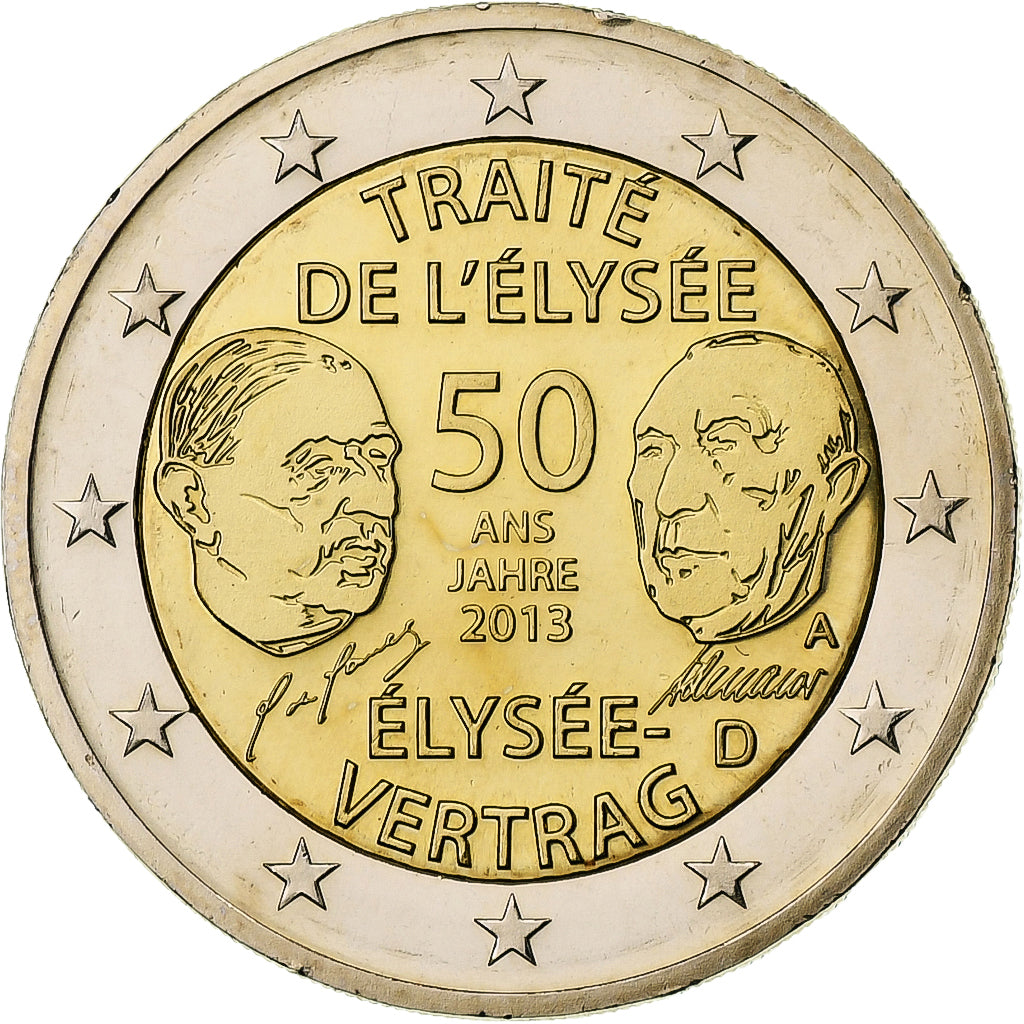 Niemcy, 2 Euro, 50 ans du traité de l'Élysée, 2013, Berlin, Bimetaliczny