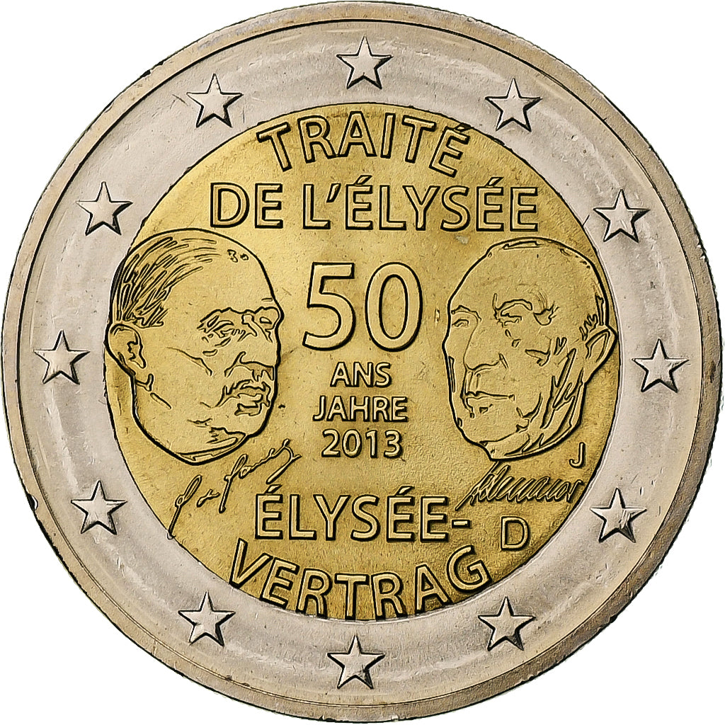 Niemcy, 2 Euro, 50 ans du traité de l'Élysée, 2013, Hamburg, Bimetaliczny