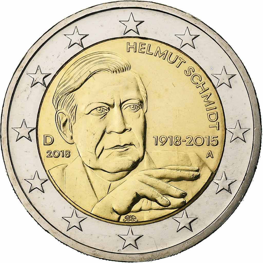 Alemanha, 2 Euro, Helmut Shmidt, 2018, Berlin, Bimetálico, AU(55-58)