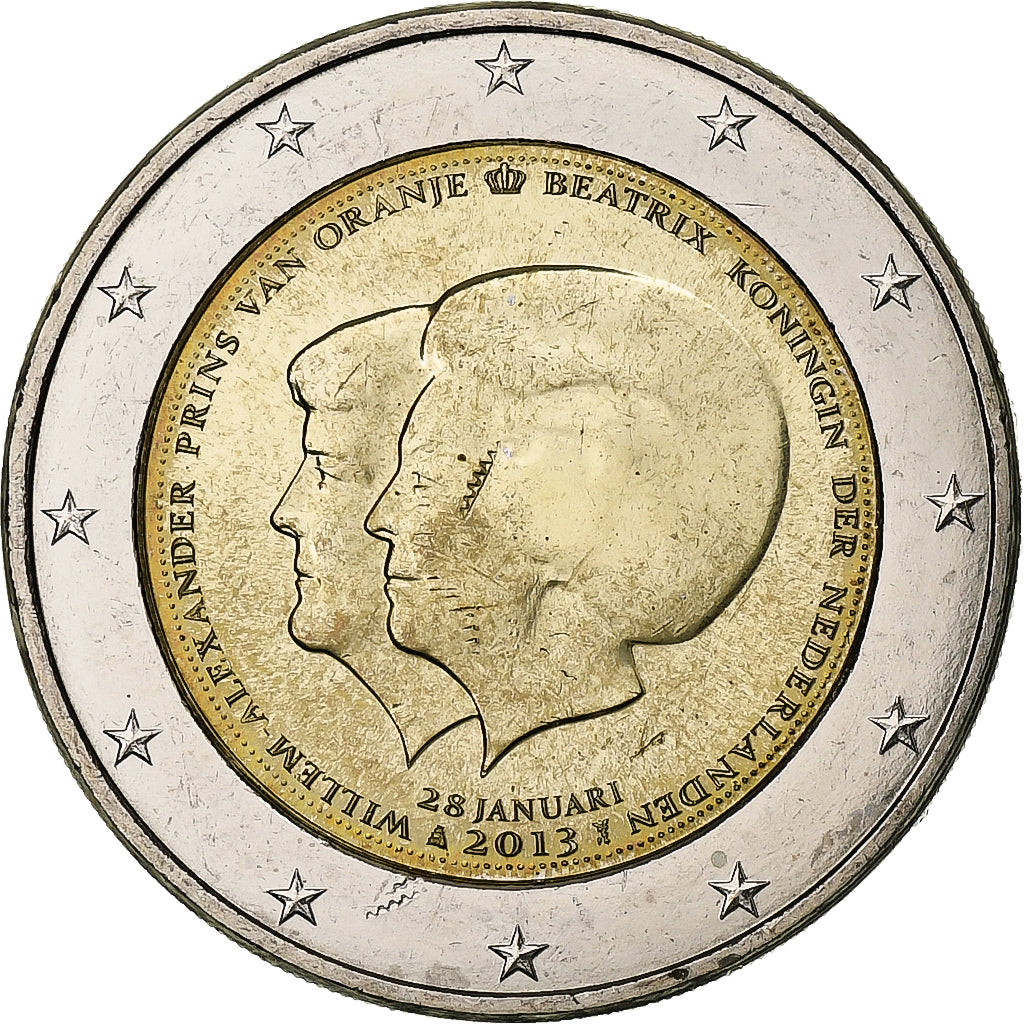 Nederland, 2 Euro, Abdication of Queen Beatrix, 2013, Utrecht, Bi-Metallic, ZF+