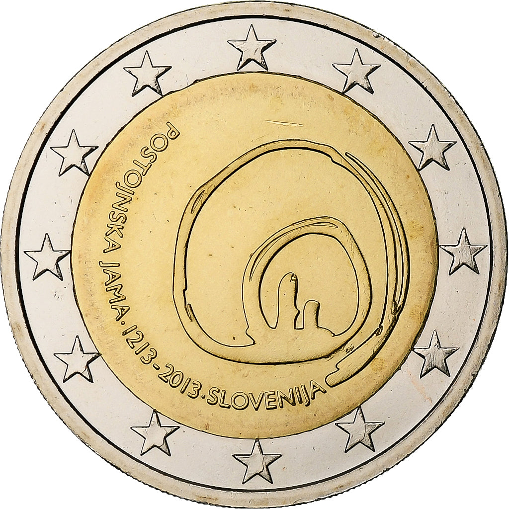 Eslovénia, 2 Euro, Postojna, 2013, Kremnica, Bimetálico, MS(60-62), KM:112