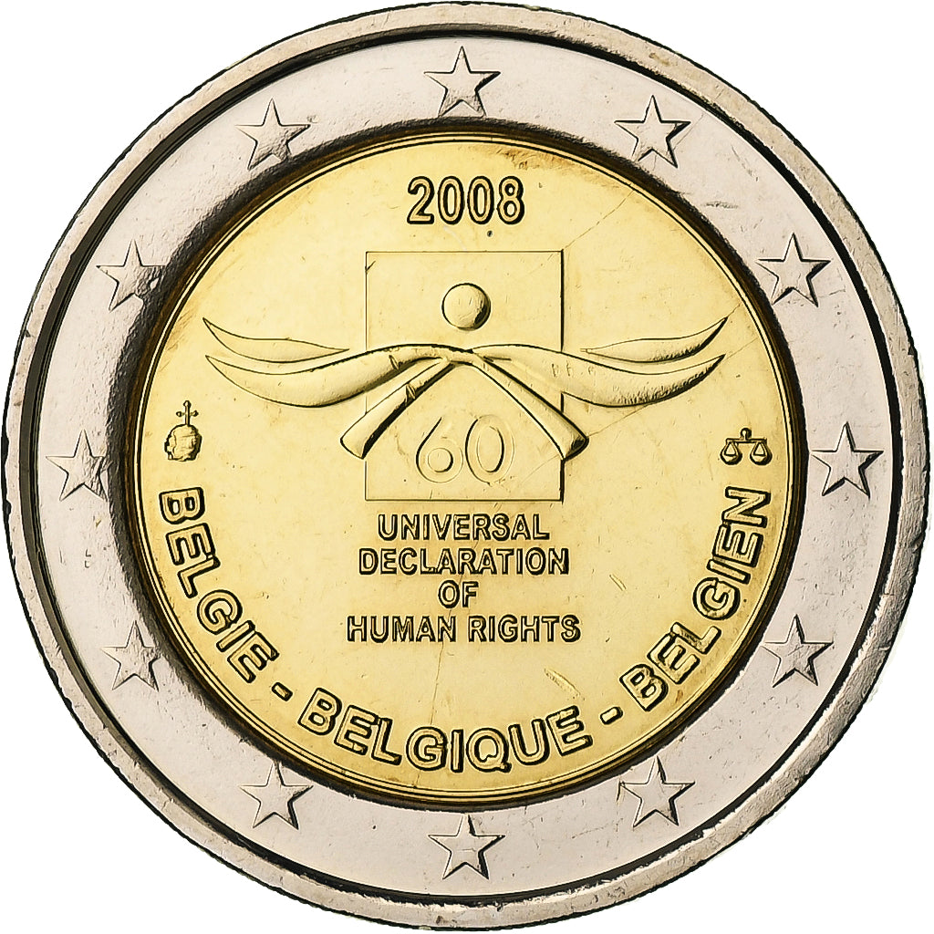 Belgien, Albert II, 2 Euro, Universal Declaration of Human Rights, 2008