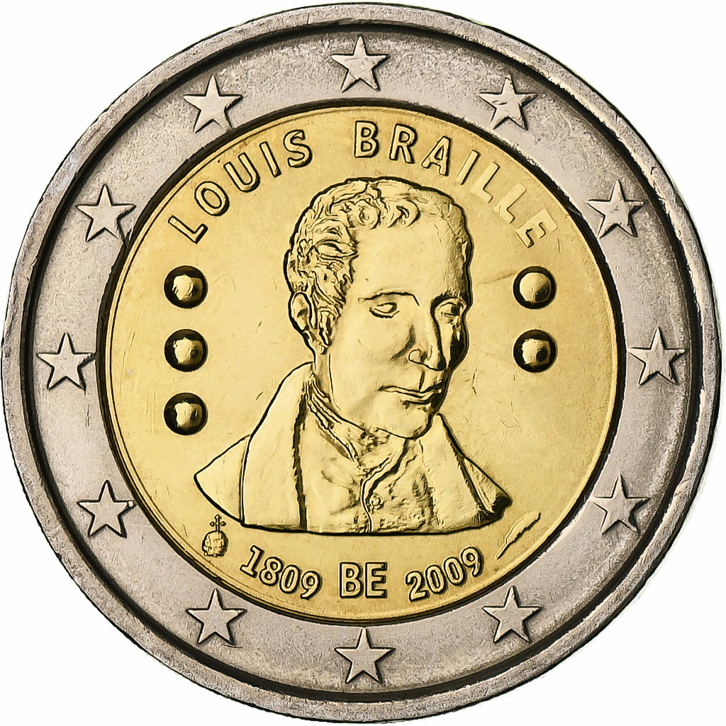 België, Albert II, 2 Euro, Louis Braille, 2009, Brussels, Bi-Metallic, PR+